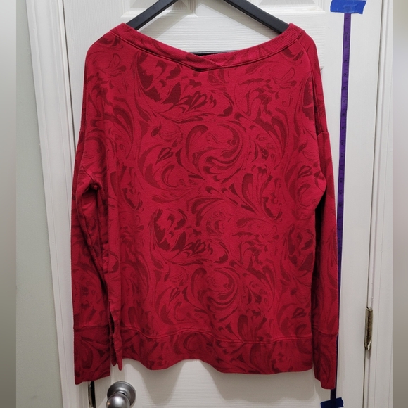 Athleta Red Patterned Crew Neck Sweater - Picture 9 of 11